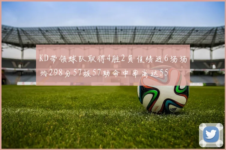 KD带领球队取得4胜2负佳绩近6场场均298分57板57助命中率高达55